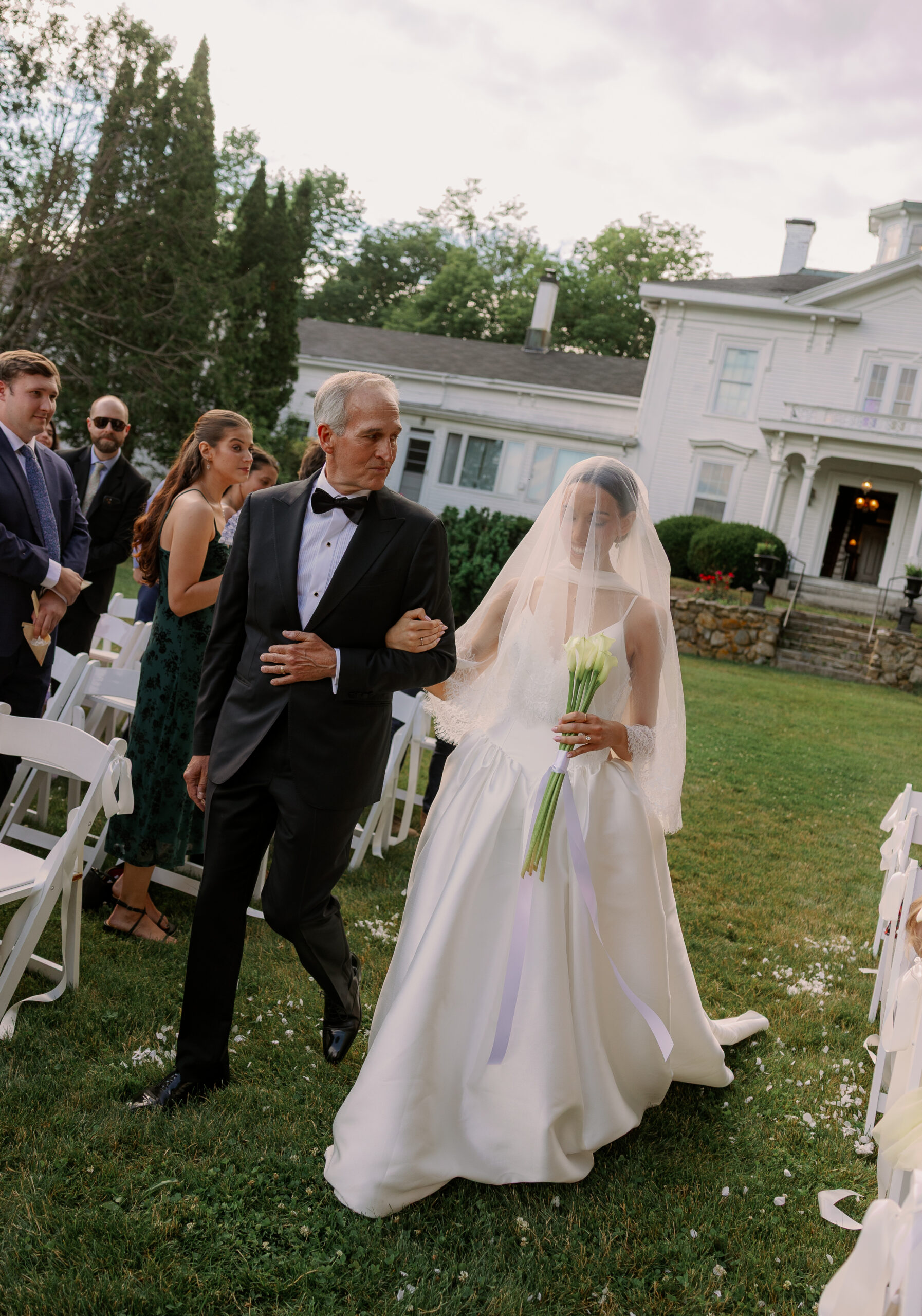 Father and Bride walk down aisle at Belvedere House and Gardens